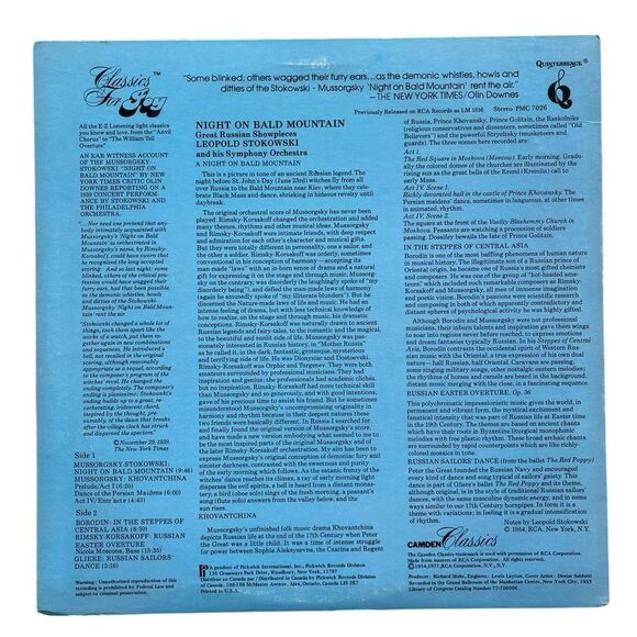 STOKOWSKI NIGHT ON BALD MOUNTAIN LP 12” VINYL CLASSICAL MUSIC RECORD - Picture 5 of 6